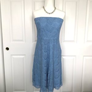 Stunning light blue eyelash lace strapless dress